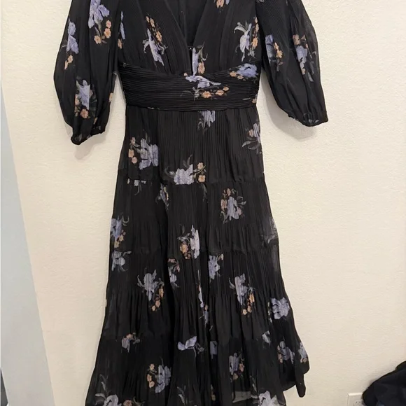 Zimmermann Black and White Floral Midi Dress size 1